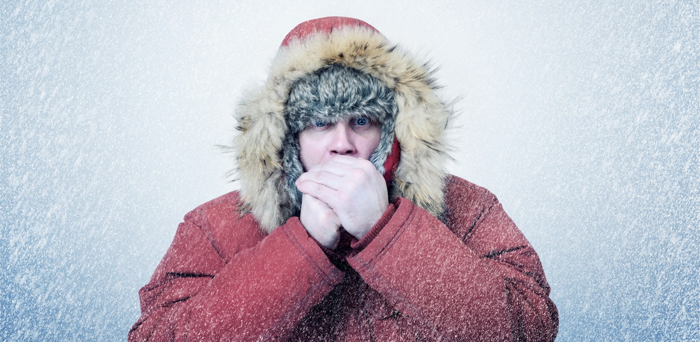 An image depicting a person suffering from cold intolerance symptoms