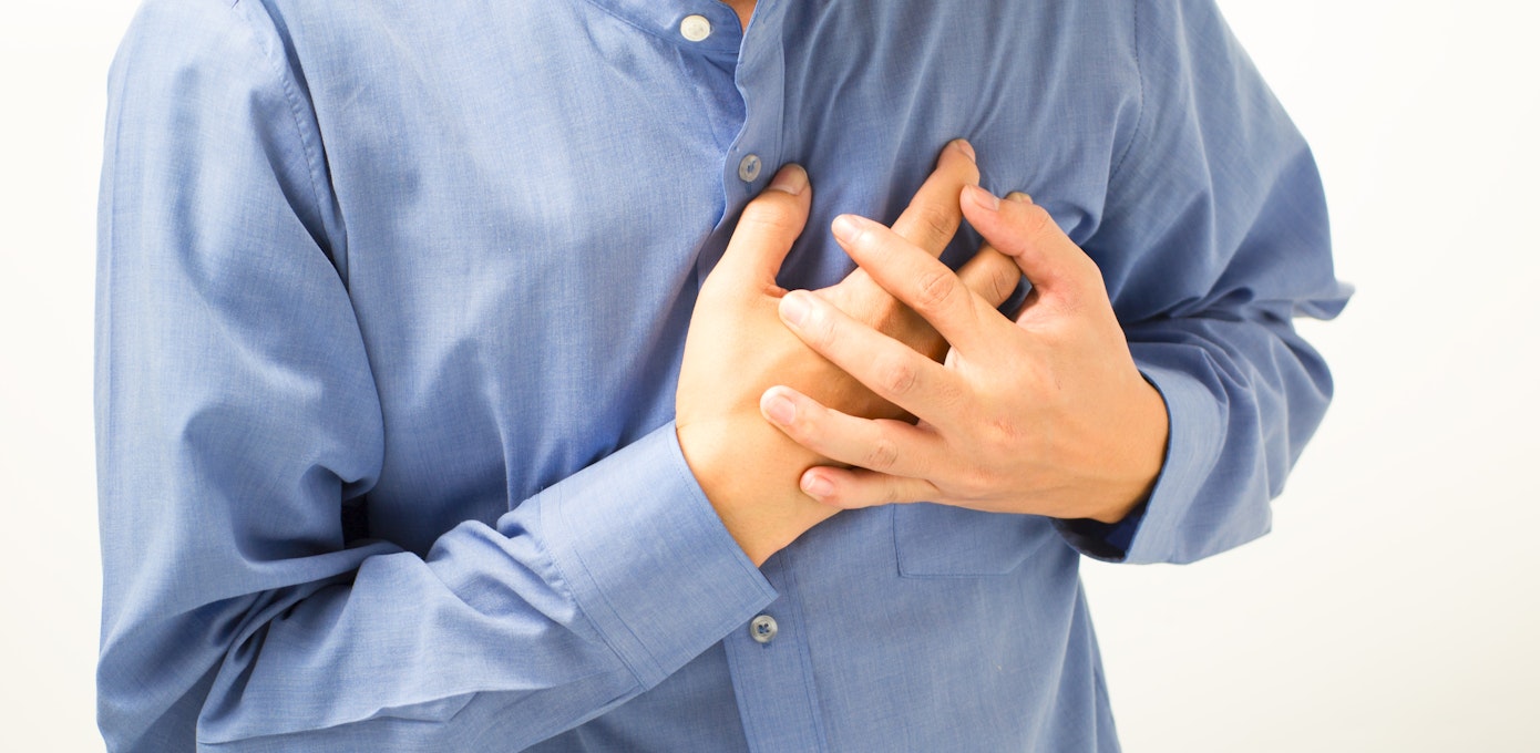 An image depicting a person suffering from male breast cancer symptoms